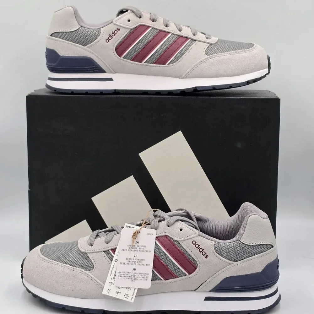 Adidas Run 80s Men’s 11 Grey Burgundy Navy Sneakers ID1882 New in Box